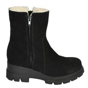 New! La Canadienne Becky Genuine Shearling Lined Sz 7 Black Platform Boot DD519